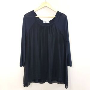 🦋3/$20 AMO Large Black Long Sleeve Scoop Neck Layered Ruffles Blouse Top